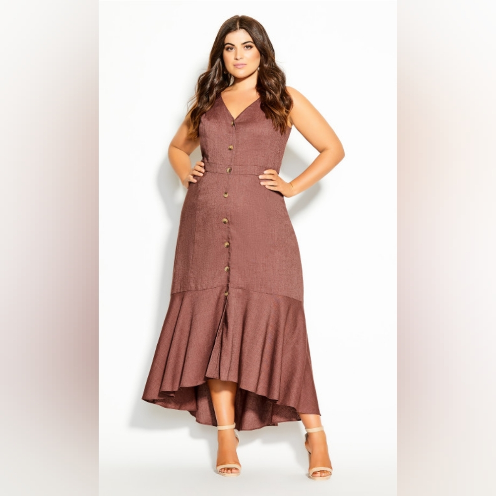 City Chic | Sweetie Button Maxi Dress, Sz. L (20)